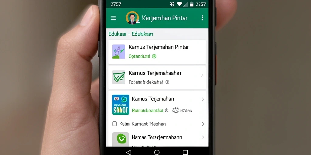 Tampilan antarmuka pengguna aplikasi Kamus Terjemahan 2757 yang intuitif.