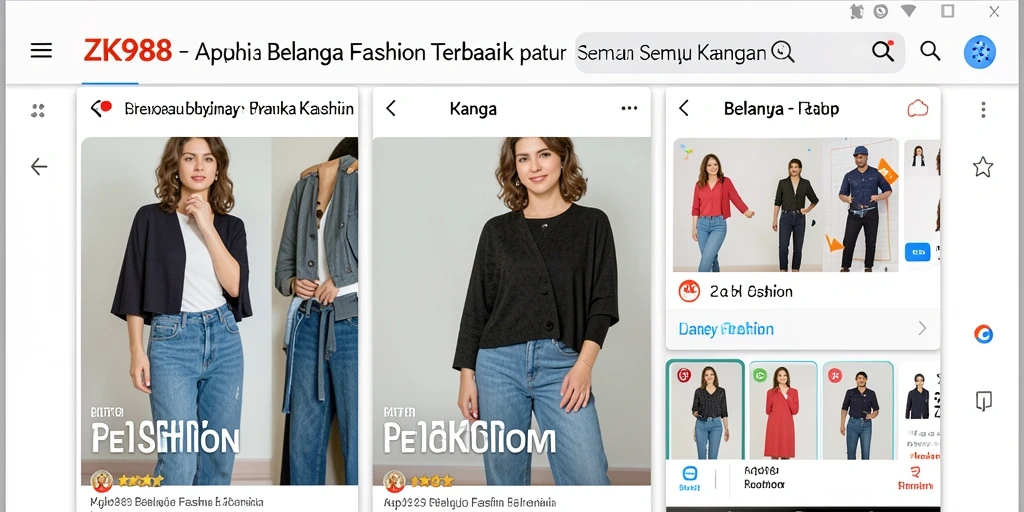 Antarmuka ZK988 yang modern dan fungsional untuk belanja fashion.